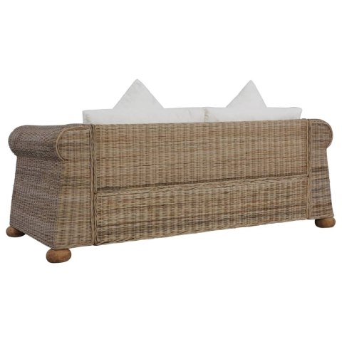  2-osobowa sofa z poduszkami, naturalny rattan