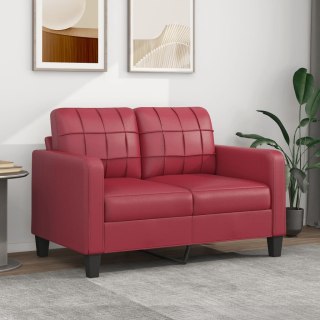  2-osobowa sofa, winna czerwień, 120 cm, sztuczna skóra