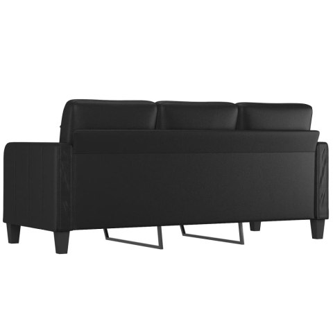  3-osobowa sofa, czarna, 180 cm, obita sztuczną skórą