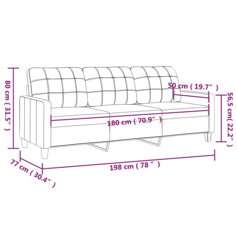  3-osobowa sofa, czarna, 180 cm, obita sztuczną skórą