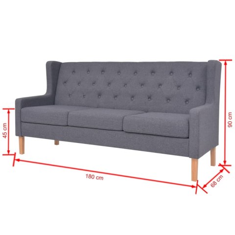  3-osobowa sofa tapicerowana tkaniną, szara