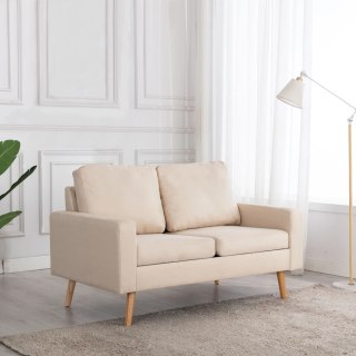  2-osobowa sofa, kremowa, tapicerowana tkaniną