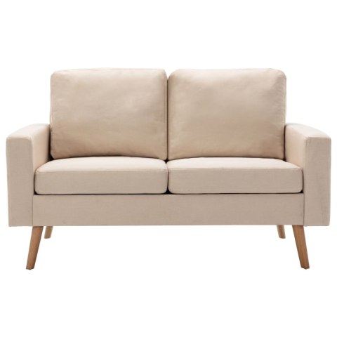  2-osobowa sofa, kremowa, tapicerowana tkaniną