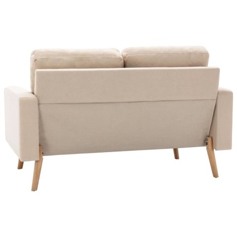  2-osobowa sofa, kremowa, tapicerowana tkaniną