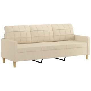  3-osobowa sofa, kremowa, 180 cm, tapicerowana tkaniną