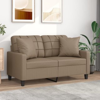  2-osobowa sofa z poduszkami, cappuccino, 120 cm, sztuczna skóra