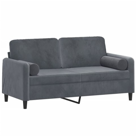  2-osobowa sofa z poduszkami, ciemnoszara, 140 cm, aksamit