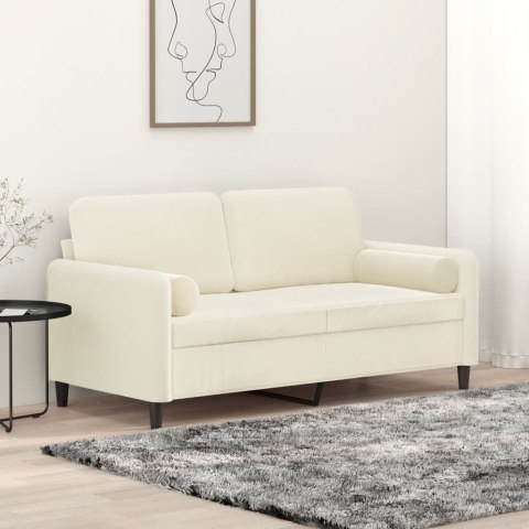  2-osobowa sofa z poduszkami, kremowa, 140 cm, aksamit