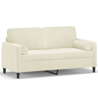  2-osobowa sofa z poduszkami, kremowa, 140 cm, aksamit