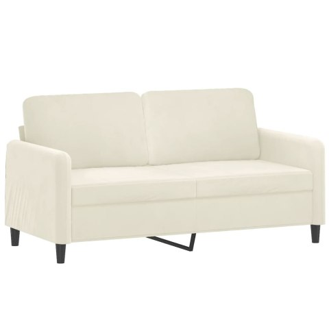  2-osobowa sofa z poduszkami, kremowa, 140 cm, aksamit