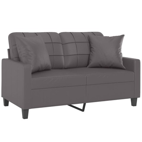  2-osobowa sofa z poduszkami, szara, 120 cm, sztuczna skóra