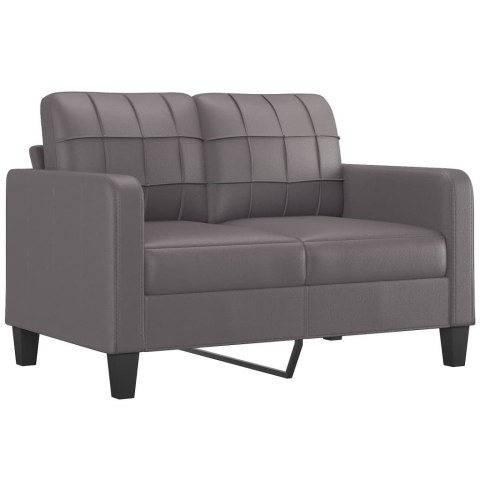  2-osobowa sofa z poduszkami, szara, 120 cm, sztuczna skóra