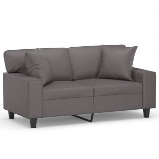  2-osobowa sofa z poduszkami, szara, 120 cm, sztuczna skóra