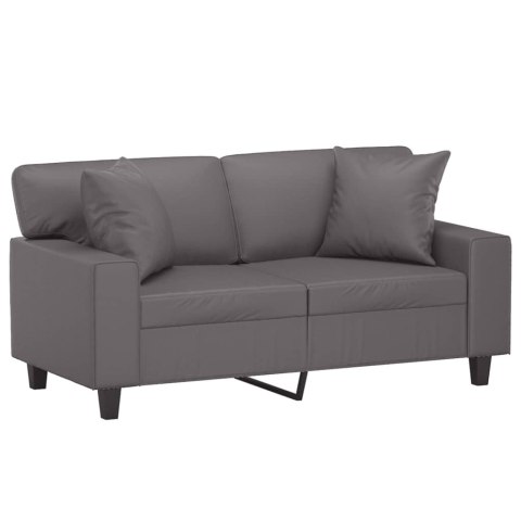  2-osobowa sofa z poduszkami, szara, 120 cm, sztuczna skóra