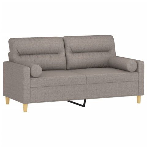  2-osobowa sofa z poduszkami, taupe, 140 cm, tkanina