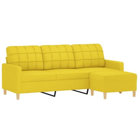  3-osobowa sofa z podnóżkiem, jasnożółty, 180 cm, tkaniną