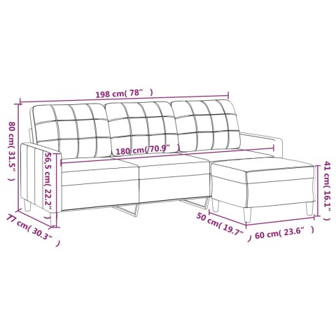  3-osobowa sofa z podnóżkiem, jasnożółty, 180 cm, tkaniną