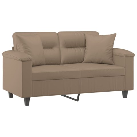  2-osobowa sofa z poduszkami, cappuccino, 120 cm, sztuczna skóra