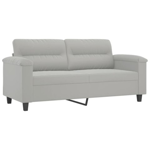  2-osobowa sofa z poduszkami, jasnoszara, 140 cm, mikrofibra