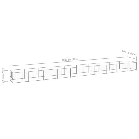  Kojec dla psa, srebrny, 10 m², stalowy