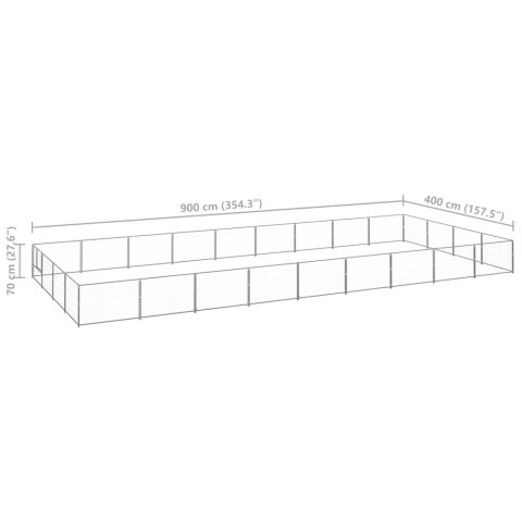  Kojec dla psa, srebrny, 36 m², stalowy