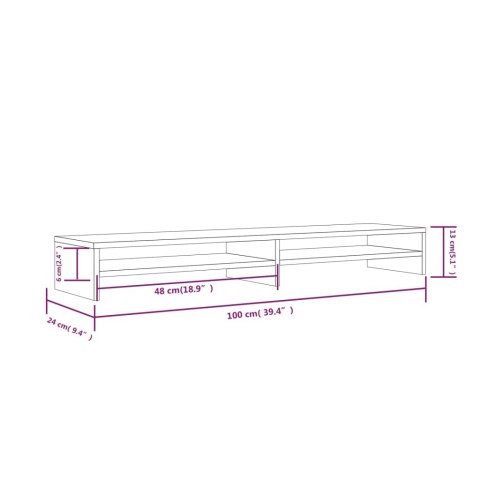  Podstawka na monitor, 100x24x13 cm, lite drewno sosnowe