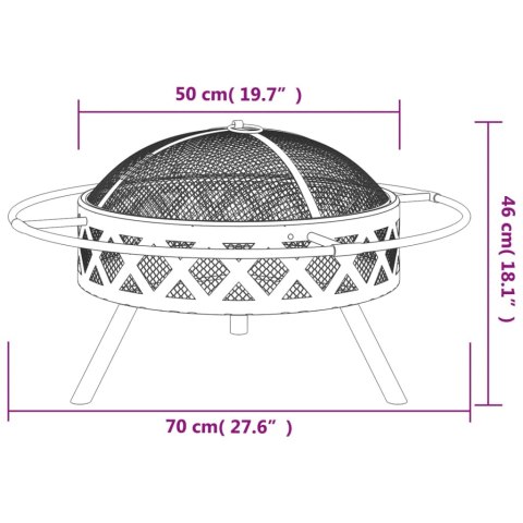  Palenisko z pogrzebaczem, 70 cm, X, stal