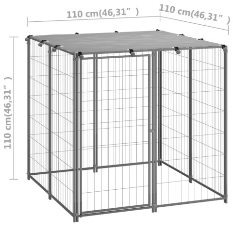  Kojec dla psa, srebrny, 110x110x110 cm, stalowy