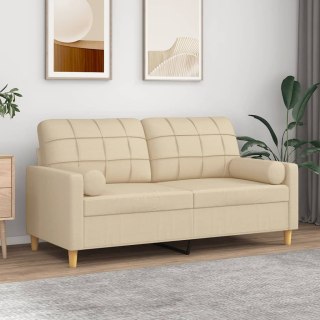  2-osobowa sofa z poduszkami, kremowa, 140 cm, tkanina