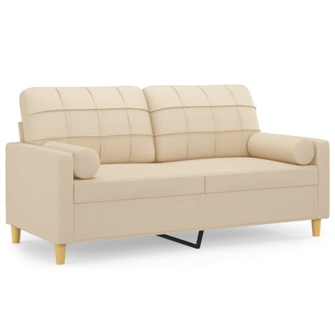  2-osobowa sofa z poduszkami, kremowa, 140 cm, tkanina