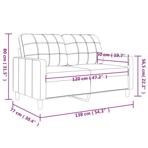  Sofa 2-osobowa, brązowa, 120 cm, tapicerowana tkaniną