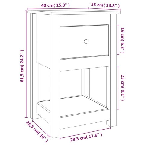  Szafka nocna, czarny, 40x35x61,5 cm, lite drewno sosnowe