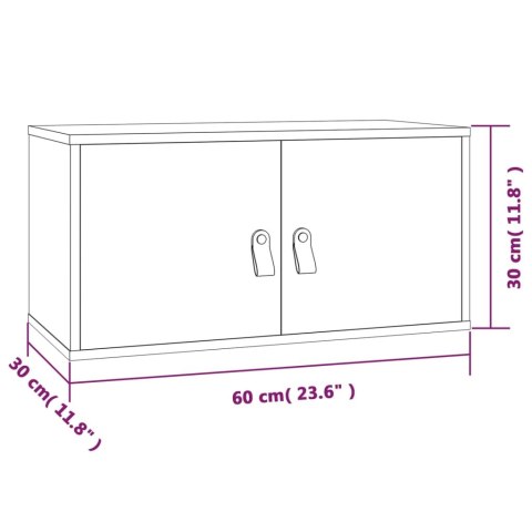  Szafki ścienne, 2 szt., szare 60x30x30 cm, lite drewno sosnowe