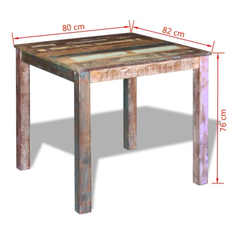  Stół do jadalni, lite drewno z recyklingu, 80x82x76 cm