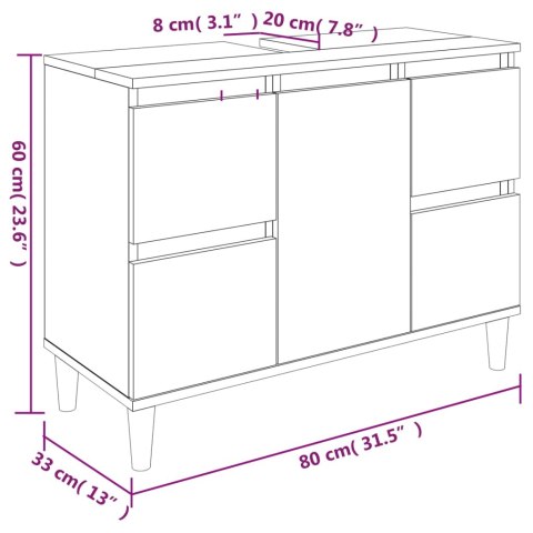  Szafka pod umywalkę, czarna, 80x33x60 cm