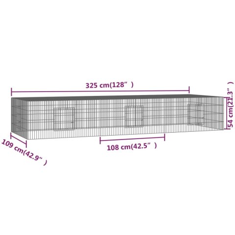  Klatka dla królika, 3 panele, 325x109x54 cm, żelazo