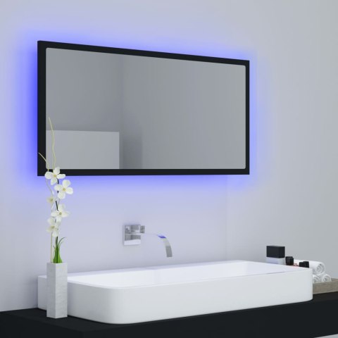  Lustro łazienkowe z LED, czarne, 90x8,5x37 cm, akryl