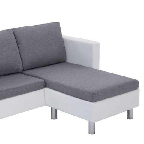  3-osobowa sofa z poduszkami, biała, sztuczna skóra