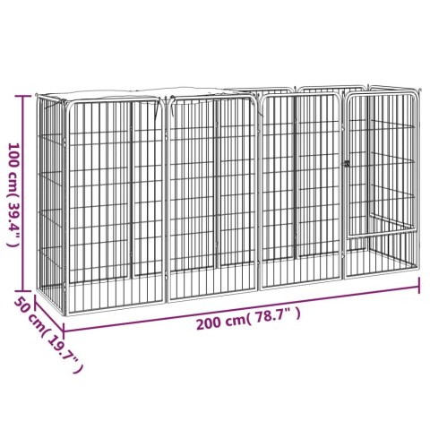  Kojec dla psa, 10 paneli, czarny, 50x100 cm, stal