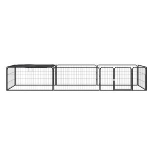  Kojec dla psa, 8 panele, czarny, 100x50 cm, stal