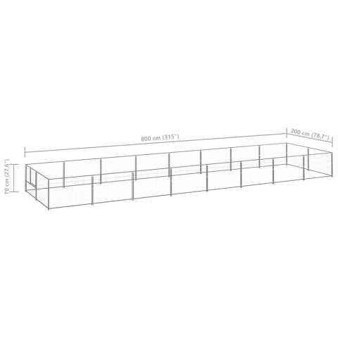  Kojec dla psa, srebrny, 16 m², stalowy