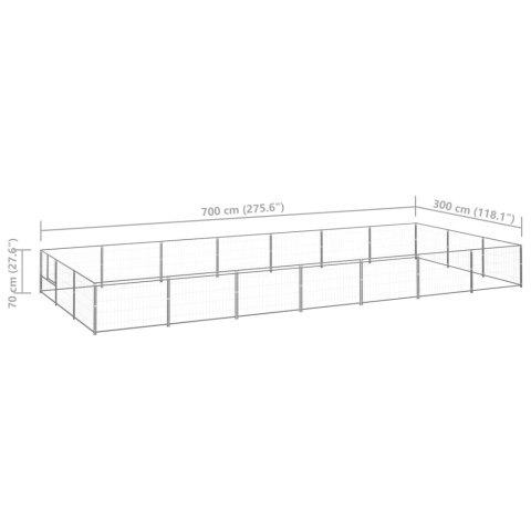  Kojec dla psa, srebrny, 21 m², stalowy