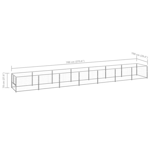  Kojec dla psa, srebrny, 7 m², stalowy