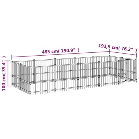  Kojec zewnętrzny dla psa, stalowy, 9,38 m²