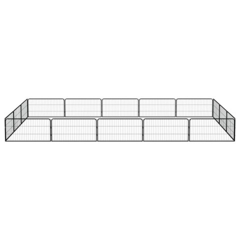  Kojec dla psa, 16 panele, czarny, 100x50 cm, stal