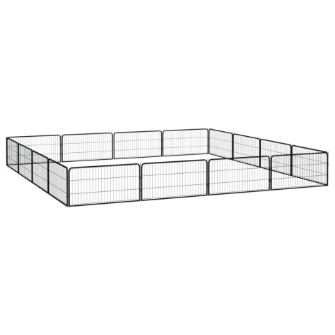  Kojec dla psa, 16 panele, czarny, 100x50 cm, stal