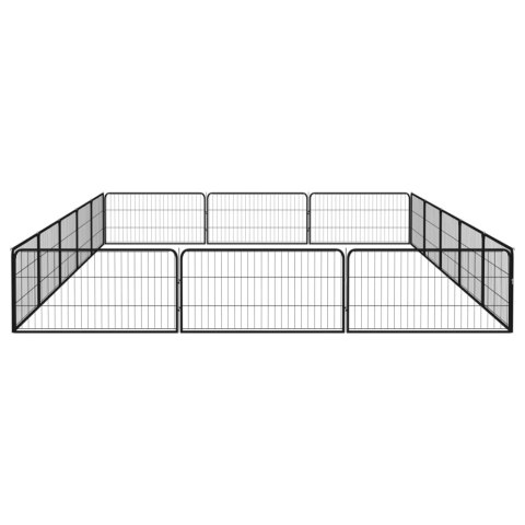  Kojec dla psa, 16 panele, czarny, 100x50 cm, stal