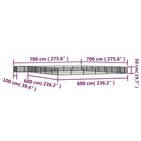  Kojec dla psa, 28 panele, czarny, 100x50 cm, stal