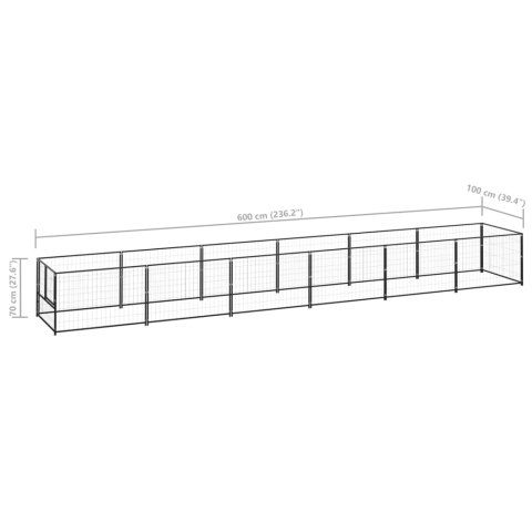  Kojec dla psa, czarny, 6 m², stalowy