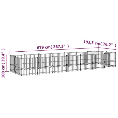  Kojec zewnętrzny dla psa, stalowy, 13,14 m²